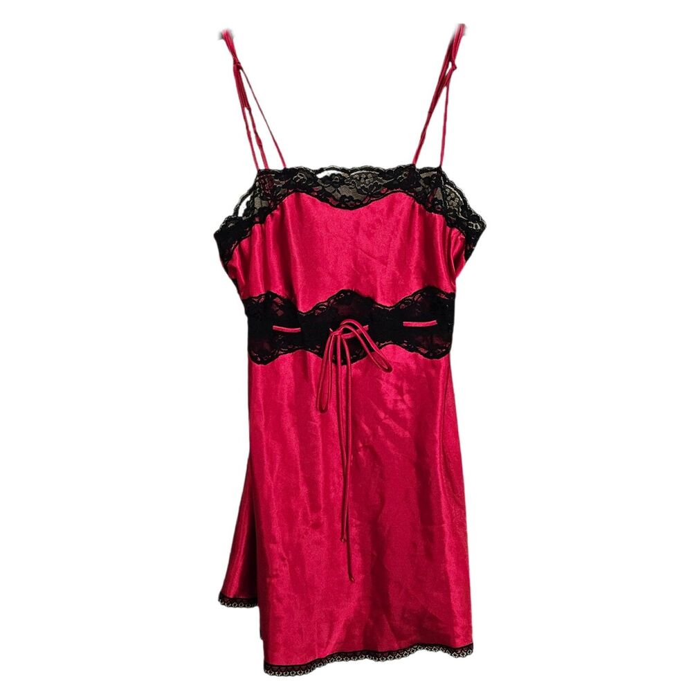 90s y2k grunge goth red black lace slip